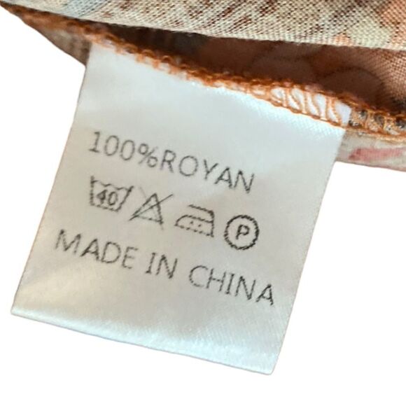 Boho Orange Floral Relaxed Flowy Peasant Sleeves Front Tie ‘60s Vibe Dress - Picture 7 of 8